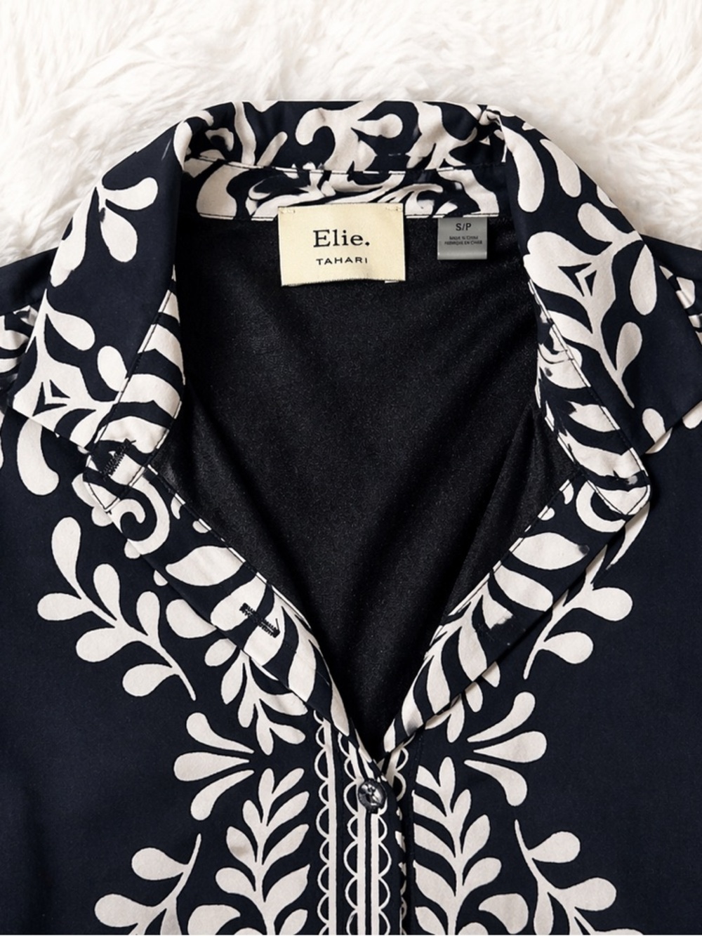 Elie Tahari Black & Ivory Printed Tie Waist Dress Women’s Small Elegant Designer - Picture 2 of 3